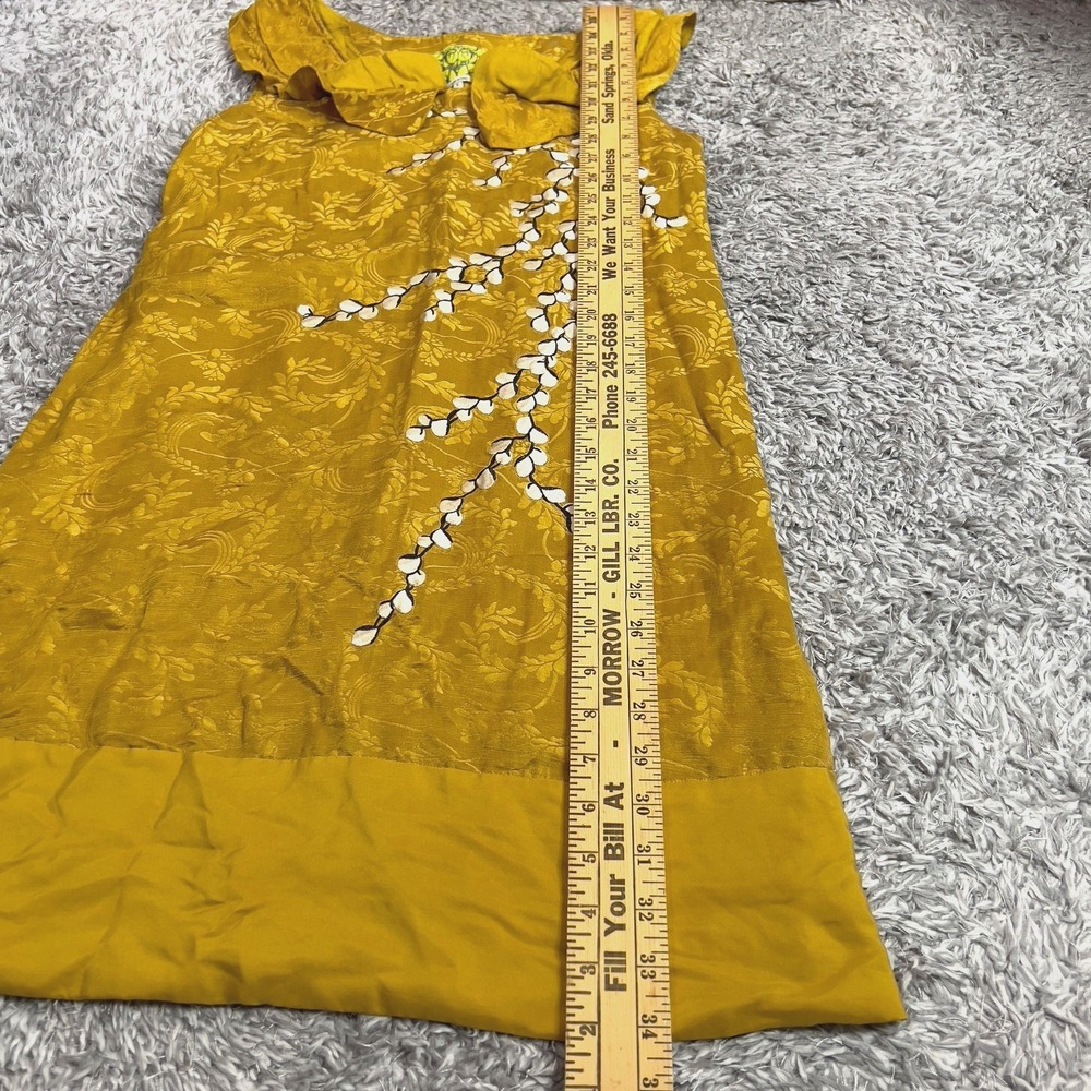 Anthropologie Floreat Catkins Dress Womens 6 Linen Silk Embroidered Jacquard - Picture 12 of 12
